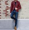 Hot Sale Autumn Men's Leather Jacket Lapel Horizontal Zipper Short Locomotive Jacket