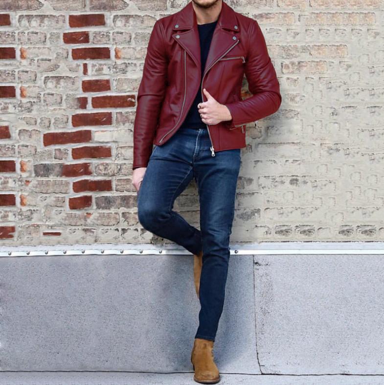 Hot Sale Autumn Men's Leather Jacket Lapel Horizontal Zipper Short Locomotive Jacket