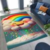 Colorful Rainbow Clouds Dream Sky Cartoon Rug for Bedroom Living Room Sofa Home Doormat Decor, Large Kid Play Non-slip Floor Mat