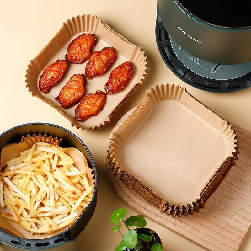 25/50/100pcs/set Air Fryer Disposable Paper Parchment Wood Pulp Steamer Cheesecake Air Fryer Accessories Baking Paper For