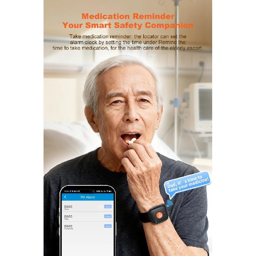 4G Elderly or Kids GPS Tracker Watch V28C SOS Button Wristband Emergency Alarm GPS Tracking Heart Rate Blood Pressure Monitor