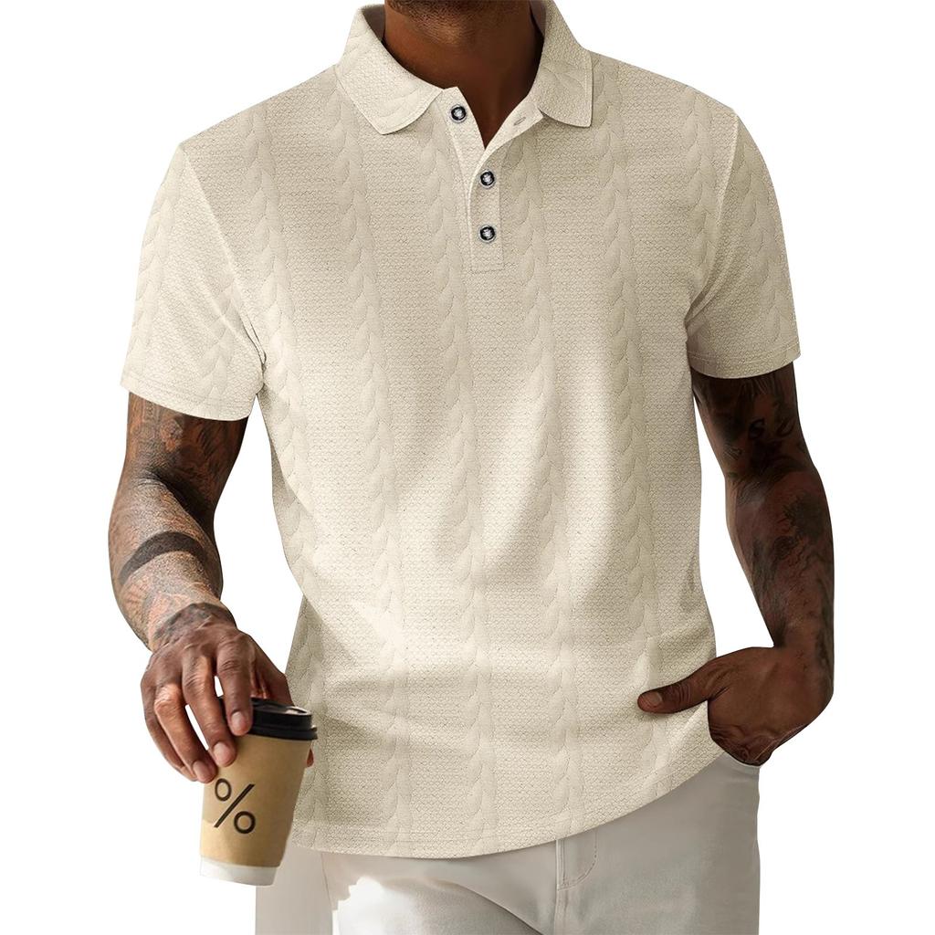 Pánské letní jednobarevné topy s knoflíkovým límečkem a krátkým rukávem, pánské volné sportovní ležérní topy