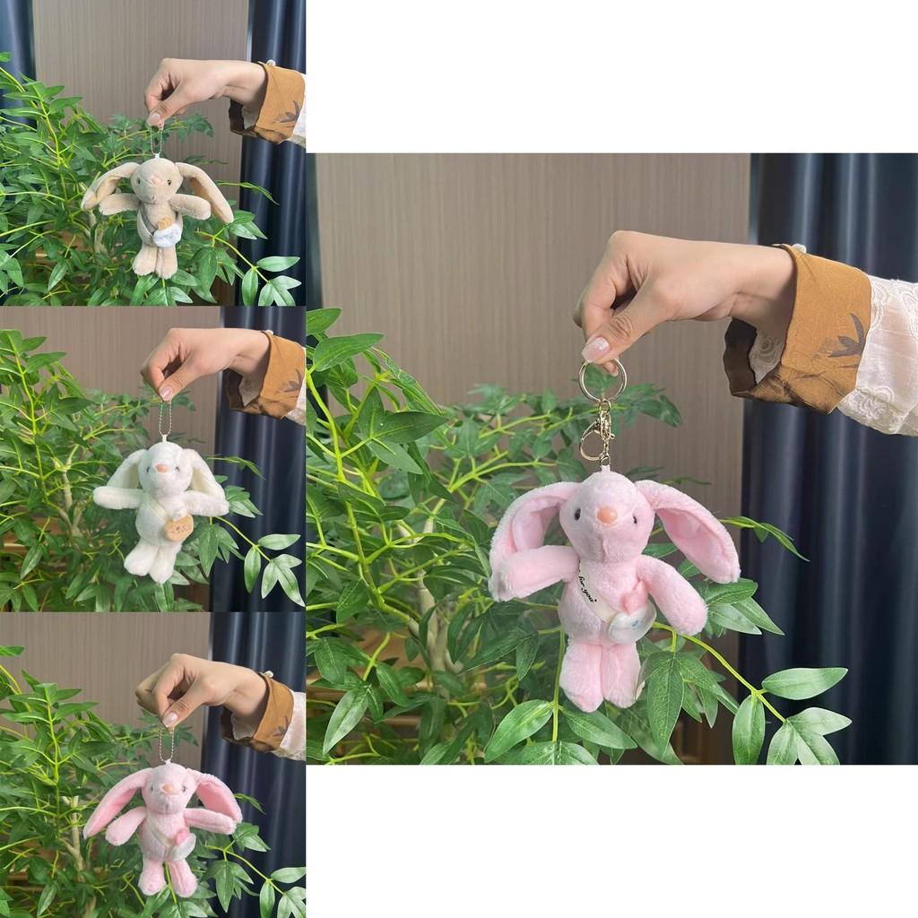Longeared Bunny Delightful Plush Toy In Pink White And Brown For Keychain Stylish