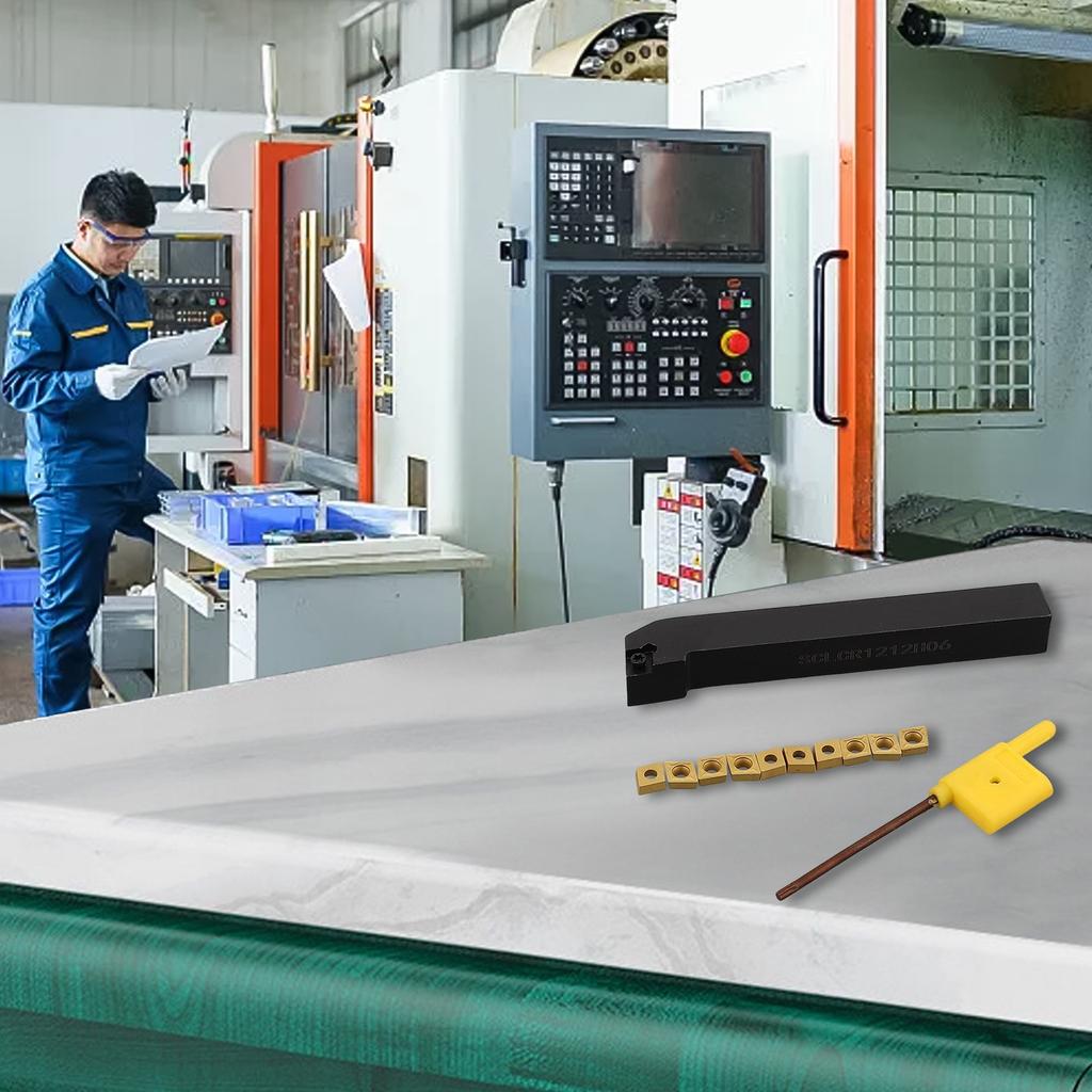 Drehwerkzeughalter SCLCR1212H06 mit 10 Hartmetall-Wendeschneidplatten CCMT060204HM für Stahl- und Gusseisenanwendungen