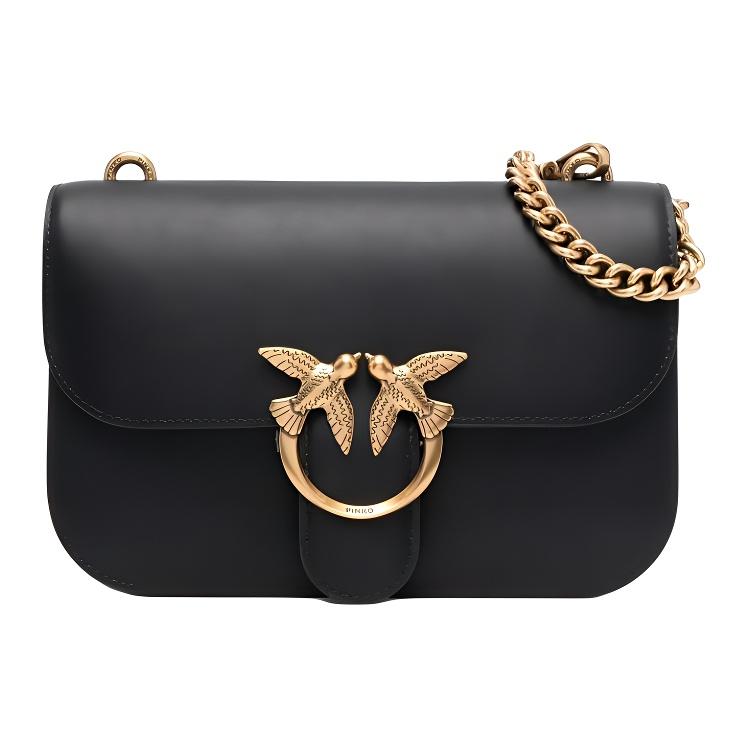 New PINKO Calfskin Shoulder Bag Women's Black 1P22U1-Y5H7-Z99Q