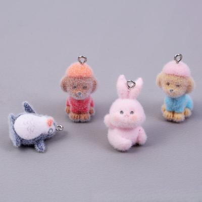 Flocking Pendant Cute Bunny DIY Handmade Keychain Bag Pendant Jewelry