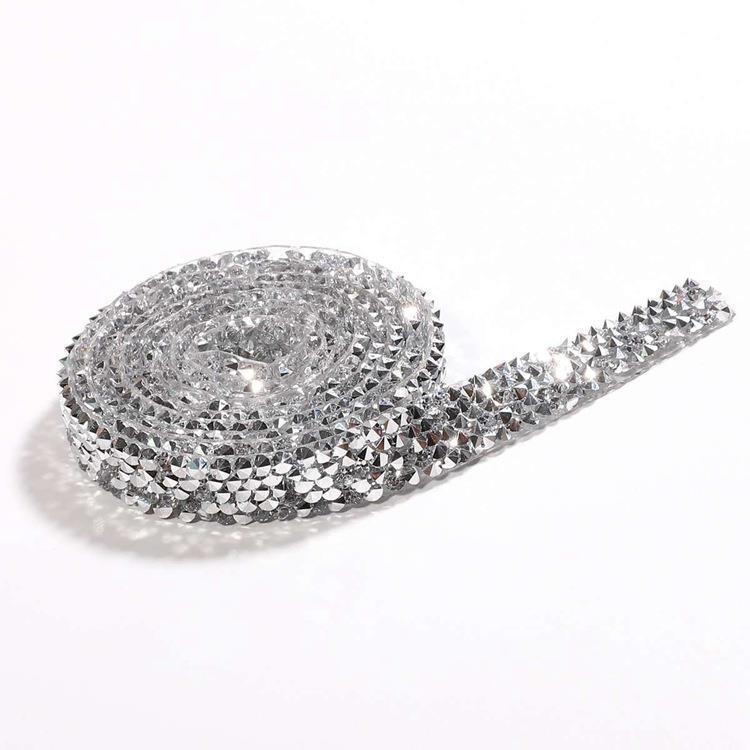 DIY AB Color Rhinestone Chain with Adhesive Mesh for Wedding and Bridesmaid Dress Decoration