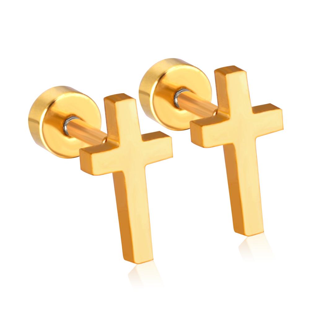 Simple And Elegant Cross Earrings Hypoallergenic Casual Versatile Electroplated Stud Earrings For Women