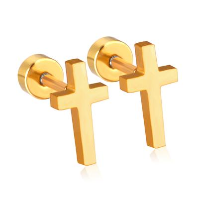 Hypoallergenic Cross Stud Earrings For Women Simple Elegant Electroplated Casual Jewelry