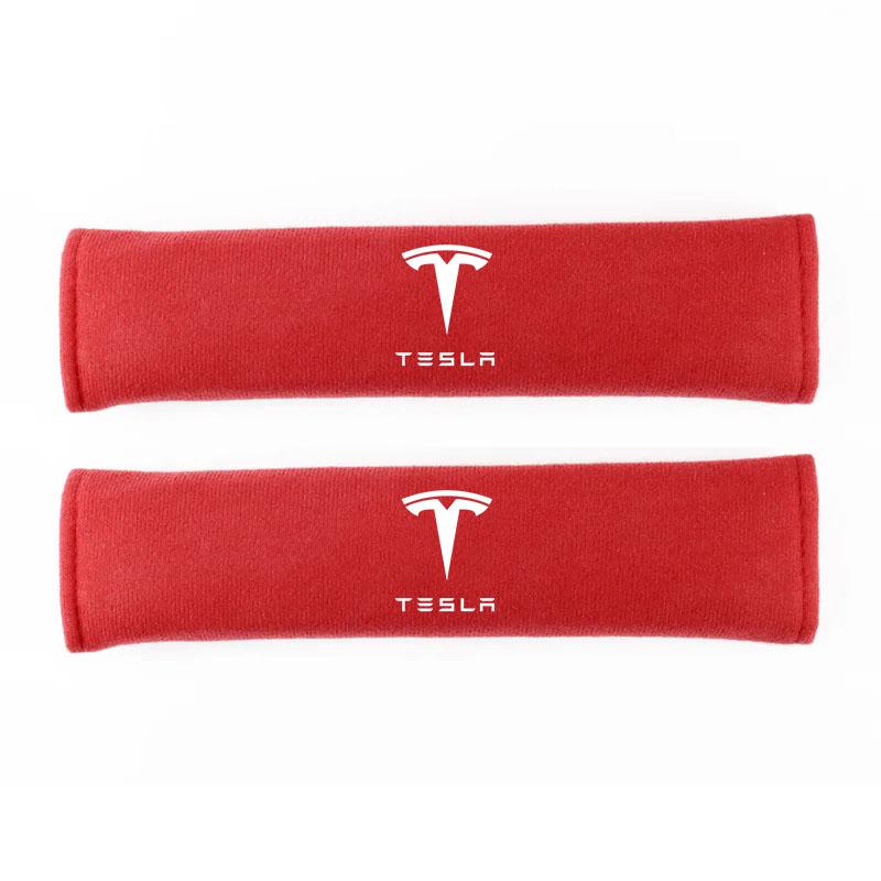 

2Pcs Car Seat Belt Cover For Tesla Model Y 3 X S P75D P85D P90D P100D Shoulder Protector for Car Seat Belts Auto Accessories красный