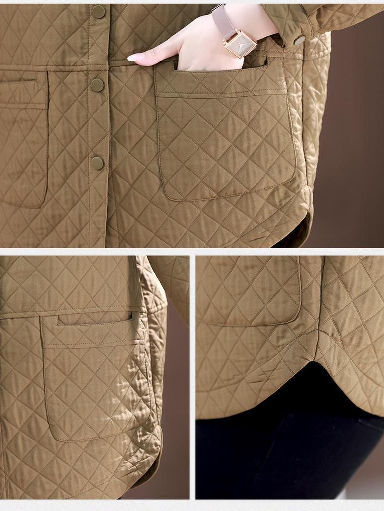 Women's Lightweight Quilted Plaid Jacket - Autumn/Winter 2024 Casual Style