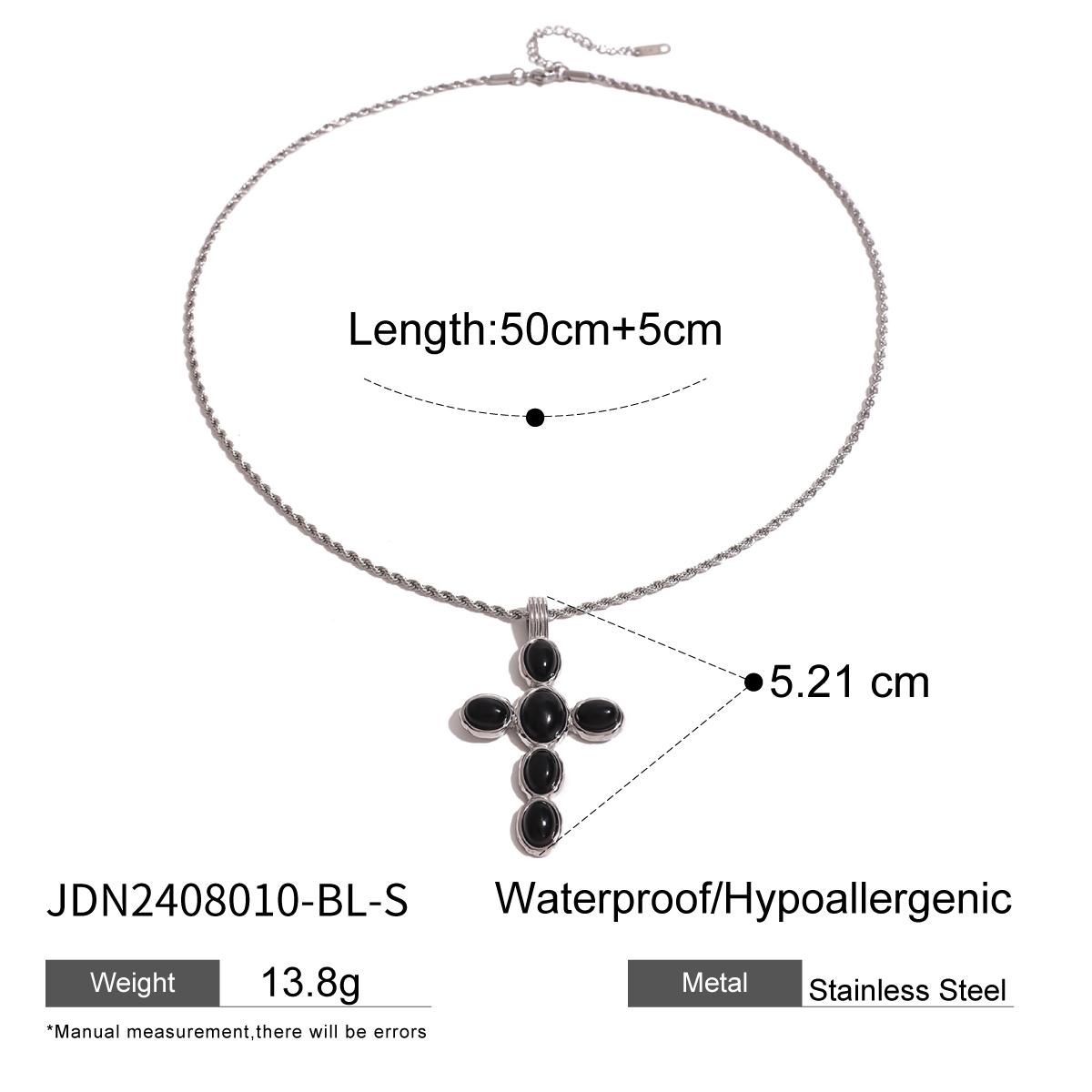 Youthway Cubic Zirconia Metal Cross Pendant Necklace Gold Plated Luxury Stainless Steel Necklace Neutral Chain Jewelry New