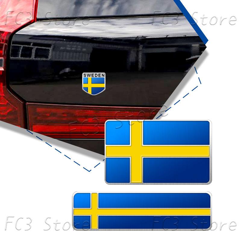 1Pcs Aluminum Sweden Flag National Flag Emblem Sticker Car Trunk Badge Fender Body Decal For Volvo XC40 XC60 XC90 C30 V40 V60