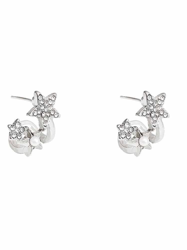 High-End Retro Bow Pearl Earrings for Women серебряный