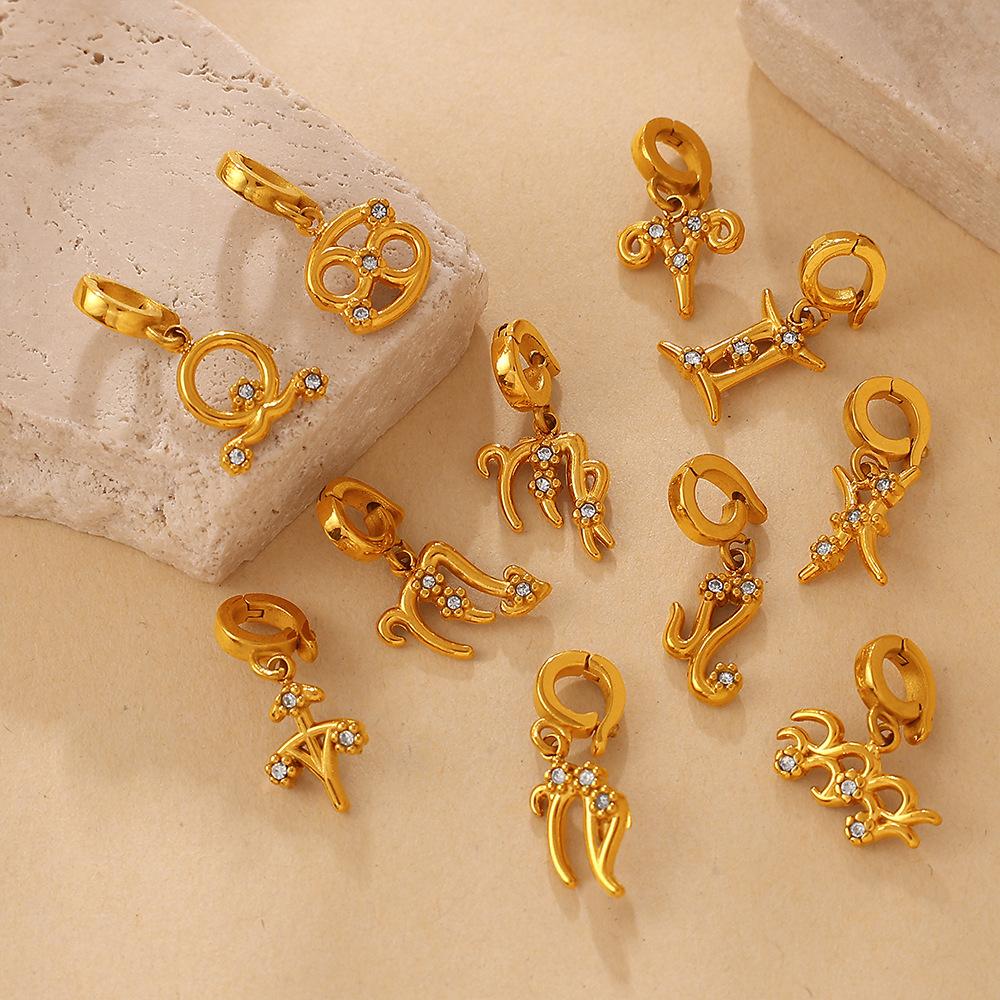 Summer Seaside Babes Wind Diamond-encrusted DIY Twelve Constellations Bikini Buckle Pendant Gold-plated Accessories