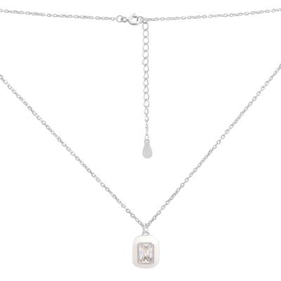 Silver Necklace with Cubic Zirconia, Enamel, Item Weight 2.16 G (2185635)