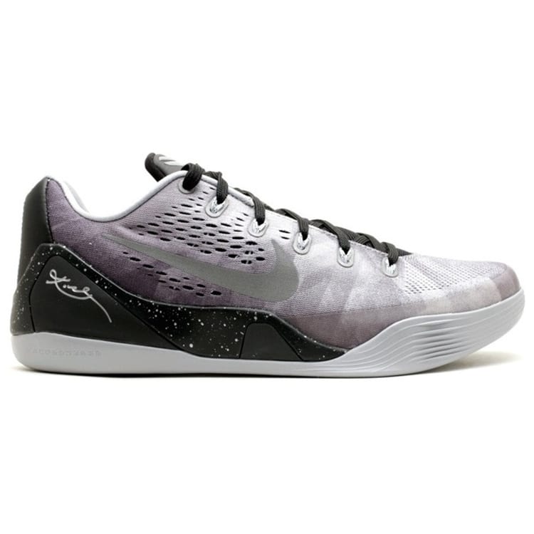 Nike Kobe 9 EM Low Metallic Silver Slip Resistant Lightweight Non slip Lightweight Low top Basketball Shoes Men's 652908-001
