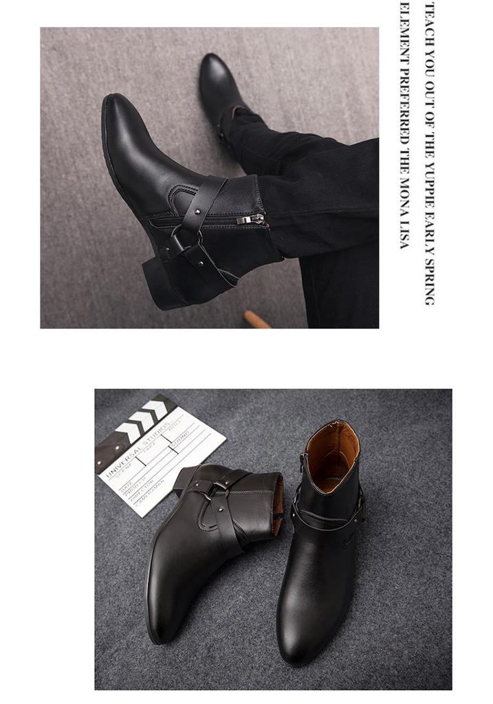 Winter Herren Mode High-Top Spitze Zehen Leder Stiefel