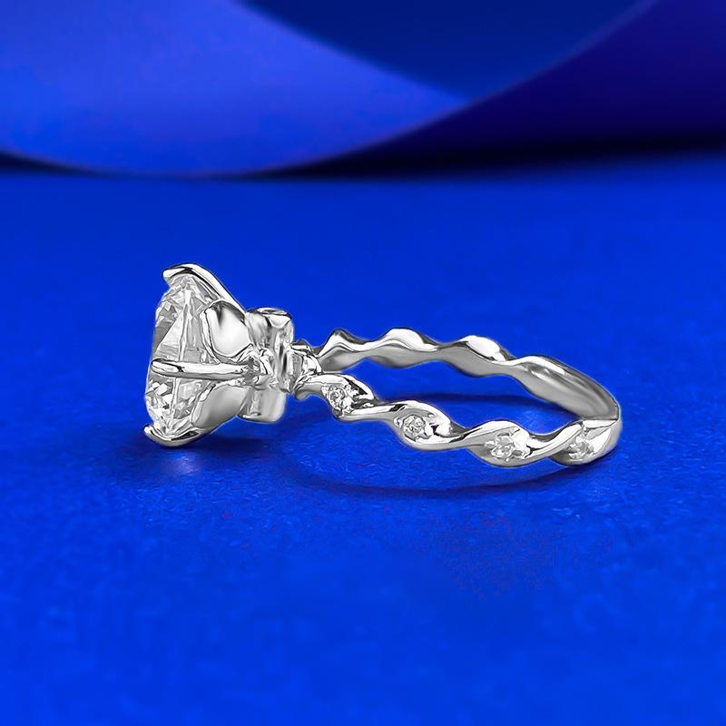 Classic Wrapped White Gold Four-Claw 9.0 Zircon Ring