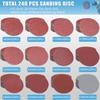 240Pcs 2 Inch Sanding Discs 60-3000 Grit Wet Dry Sandpaper, 50mm Hook & Loop Sand Pads with 1 Pcs 1/4” Shank and Backing Pad
