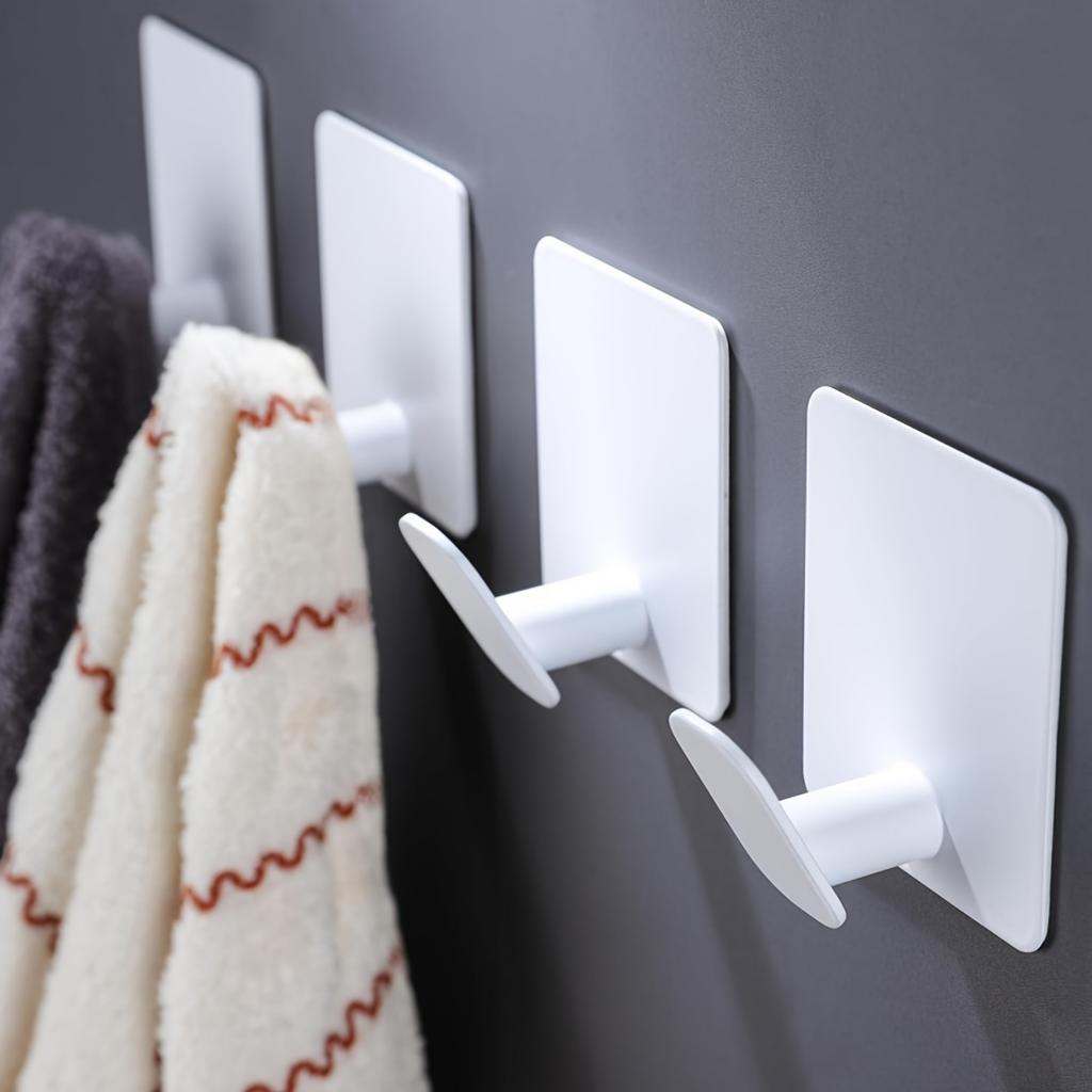 [Matte Black Hooks] 4pcs Adhesive Hooks - Towel/Coat Hooks - Matte Black, Stainless Steel Wall Hooks Stick On Bathroom or Kitchen