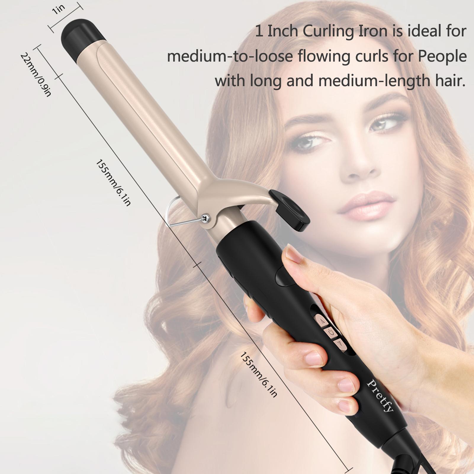 1 inch Hair Curling Iron Hair Curler Temperature Adjustable LCD Temp Display Hair Styling Tool Anti scald Auto Shut Off