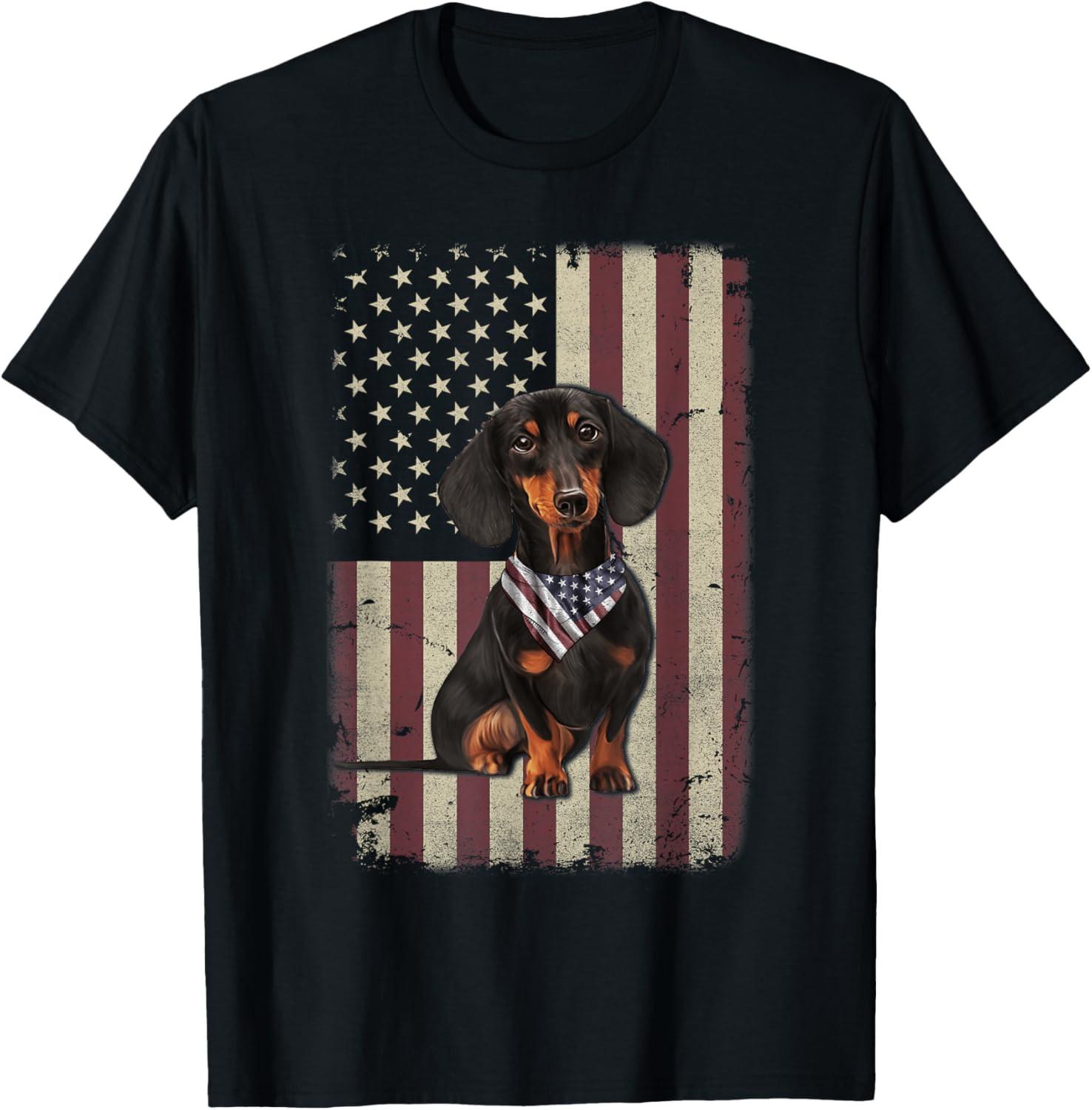 

Dachshund American Flag Bandana 4th of July Tshirt Gifts T Shirt S разноцветный