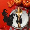 12Pcs Halloween Bat Spoon Fork Holder Spooky Pumpkin Skeleton Ghost Spider Black Cat Cutlery Felt Cover Holiday Party Dining Table Decoration