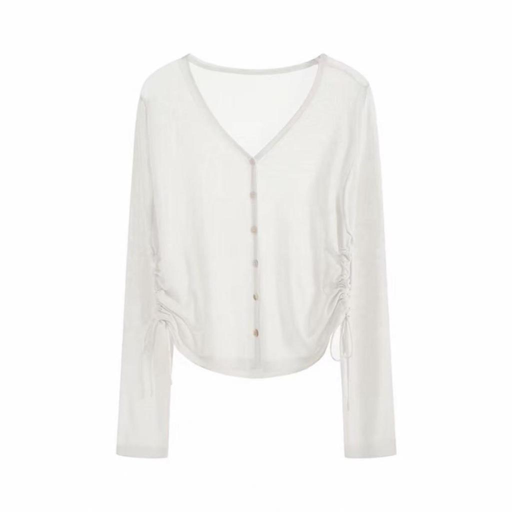 Women's Slimming Drawstring Summer Cardigan - Lightweight, Versatile Knit Outerwear