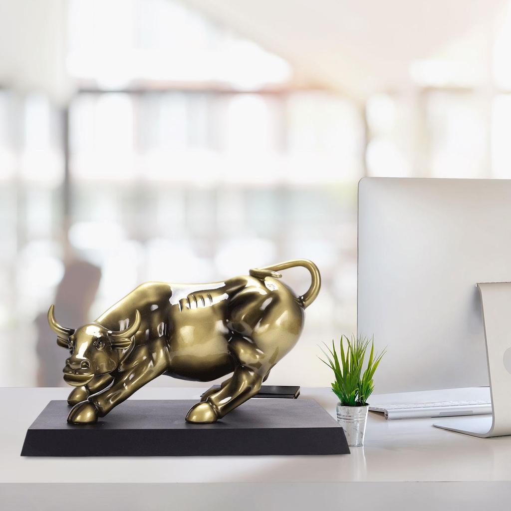 Bull Sculpture Modern with Base for Office Decoration Home Decor Room 40cmx23cmx26cm