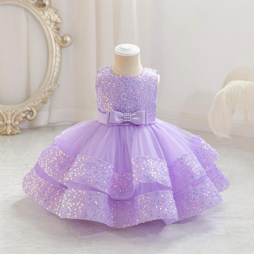 Mädchen Pailletten Prinzessinnenkleid Kinder Geburtstagsparty Formelles Auftrittskleid
