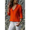 Women's Spring Autumn Chiffon Blouse Long Sleeve Deep V Neck Button Down Solid Color Casual Office Plus Size Shirt for Ladies