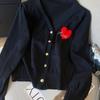 Korean Style Black Heart Design Knit Cardigan for Women - Autumn 2025 Collection