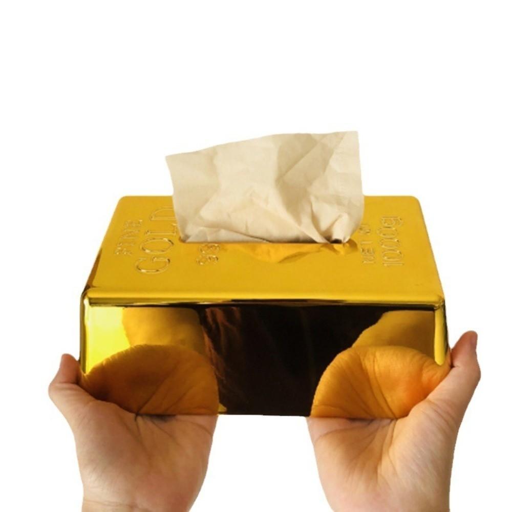 Modern Luxury Desktop Paper Box Plastic Decorative Napkin Paper Case Golden Octagonal Napkin Holder Dining Table