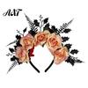 Comfortable Gothic Headwear for Girls Halloween Rose Headband, Flower Leaf Crown Hair Hoops Bands, Elegant Style Headband Headpiece Hairband