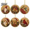 2D Acrylic Santa Flat Holiday Pcs Pearl Christmas Ornaments 6 Art Ornaments Tree Pendant Creative Effect Hanging Decoration for