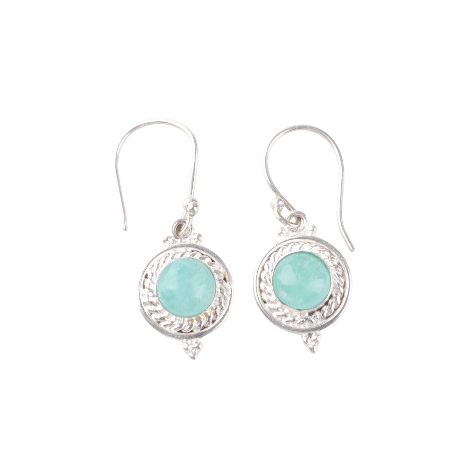 

Rare Amazonite Gemstone 925 Sterling Silver Jewelry Handmade Hook Earrings 1.43 EE-117-30