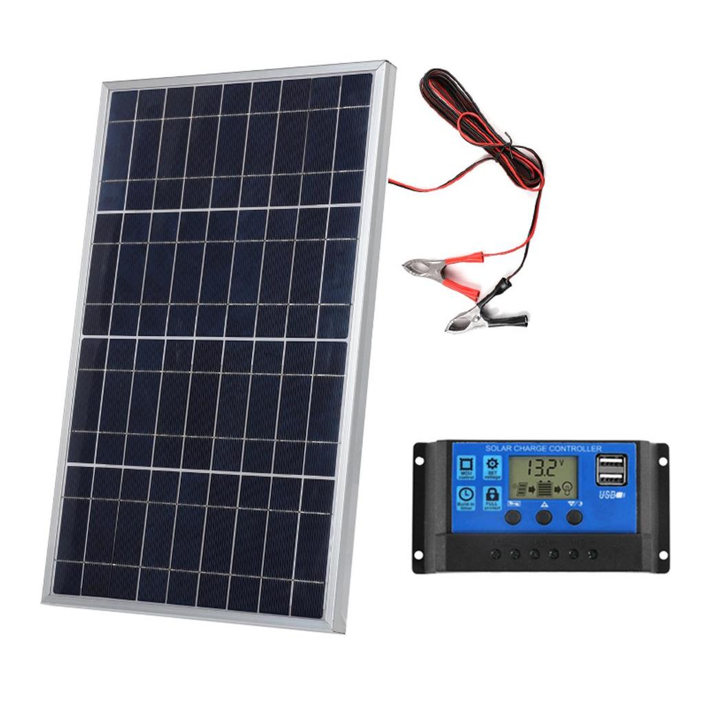 10W Framed Polycrystalline Solar Panel Kit with Controller - 12V/18V