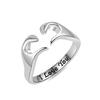 Romantic Double Hand Heart Gesture Ring Fashionable Couple Love Symbol Personalized Jewelry Accessory