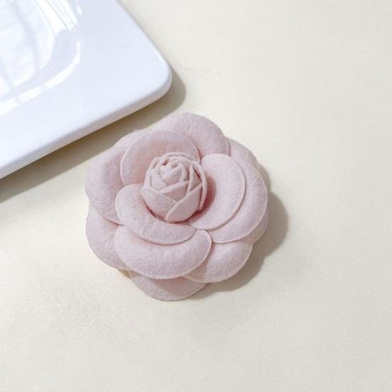 Women Brooch Fabric Camellia Shape Anti-slip Wear-resistant Suit Scarf Coat Collar Hat Pin Decoration Prom Party