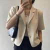 Summer Women Elegant Solid Suit Jackets Office Lady Short Sleeve Single Breasted Casual Blazer Casual Coat