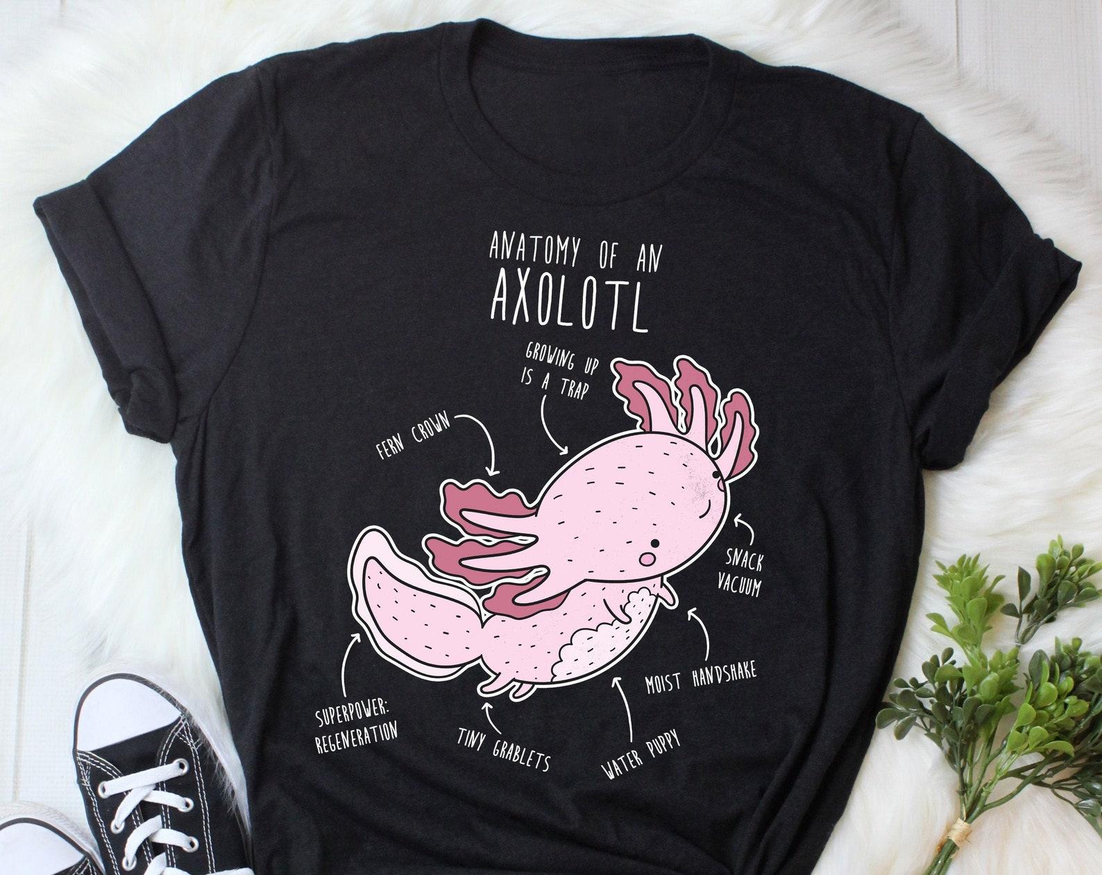 Axolotl Shirt, , , Funny Axolotl Lover Gift, Cute Pet Mexican Walking Fish T-shirt, Tshirt, Tee, Pink Animal, Mom Dad, Anatomy 120