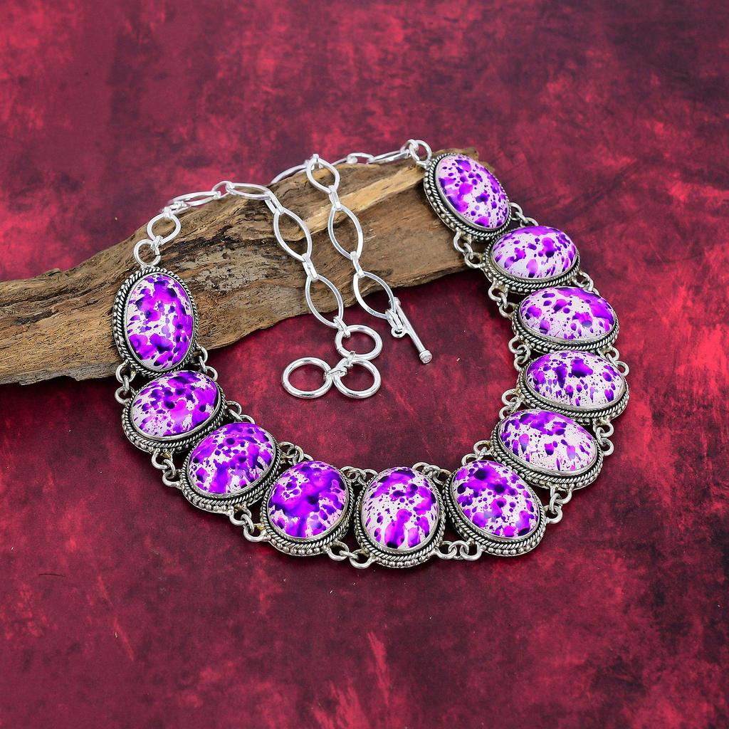 Pink Sea Sediment Handmade Gemstone Necklace, 925 Solid Sterling Silver Necklace Antique Jewelry, For Thanksgiving