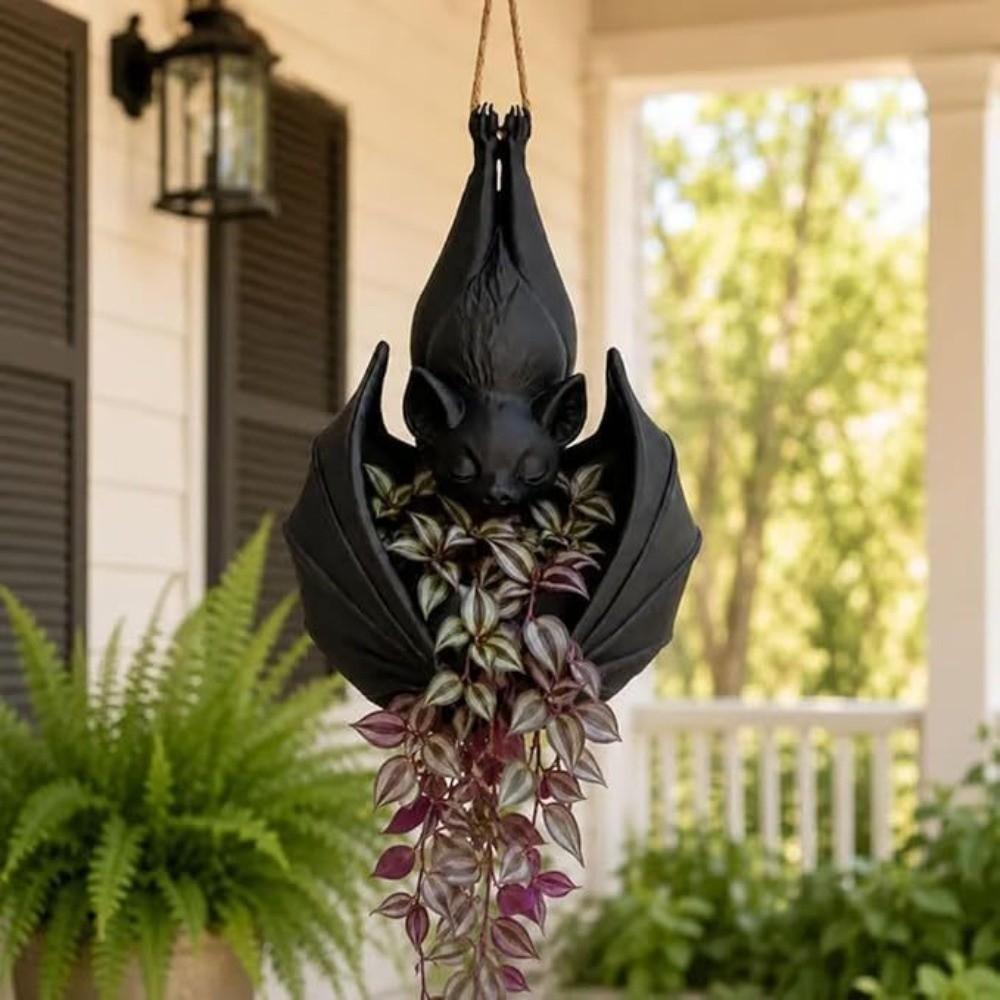 Creative Bat Shaped Flower Pot Gothic Style Bat Wing Flowerpot Unique Wall Plant Pot Garden Decor