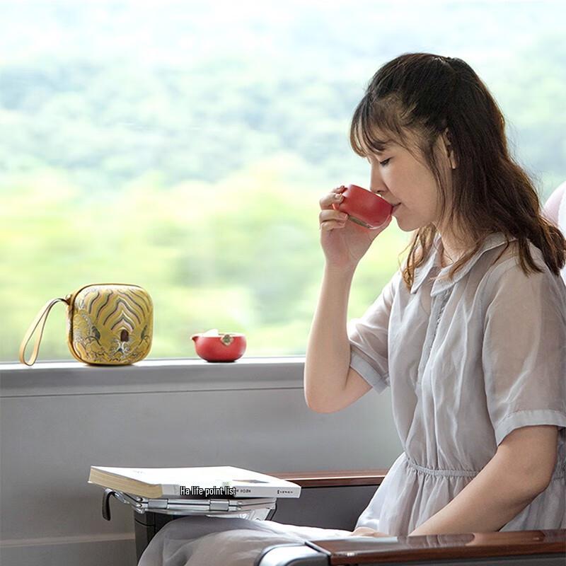 Edenus Ceramic Quick Brew Travel Tea Set - Ruyi Fruit Design
