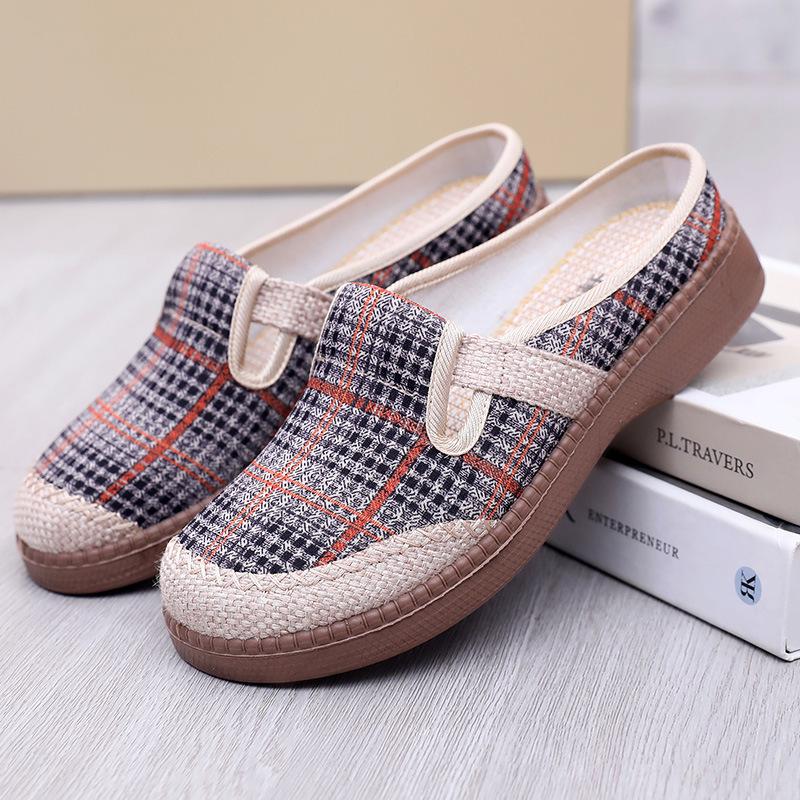 Women's Spring/Summer Soft Sole Breathable Slip-On Cloth Shoes - Fashionable Lightweight Casual Half Slippers