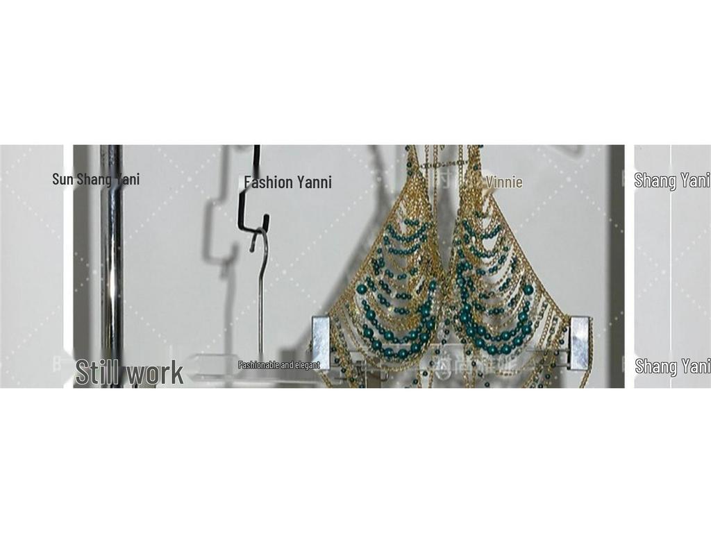 Yanni Fashion Backless Halter Pearl Beaded Corset Bra with Body Chain and Half Skirt