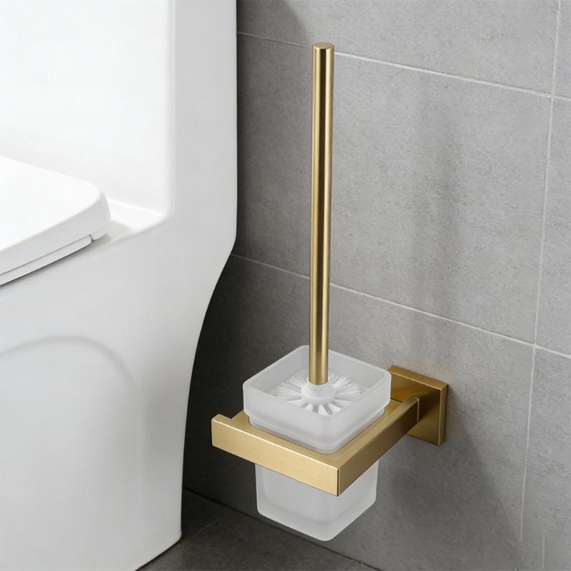Corrosion Resistant Steel Square Toilet Brush with Dense Bristle Bathroom Sanitation Modern Aesthetic Comfortable Handle