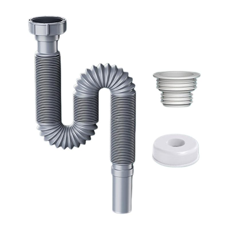Flexible Drain Hose Space Saving Anti Smell Sink Drain Pipe Side Outlet Kitchen Sink Drain Pipe with Side Discharges 1