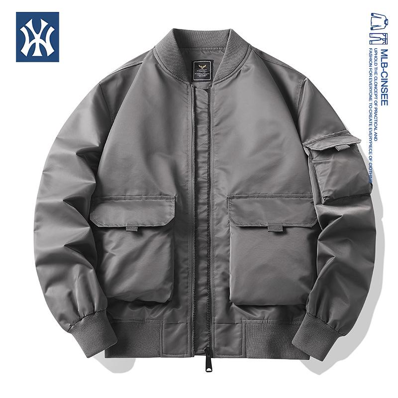 MLB & NY Collaboration American Men's Bomber Jacket - Trendy, High-Quality Cotton, Thick Padded Workwear Coat.